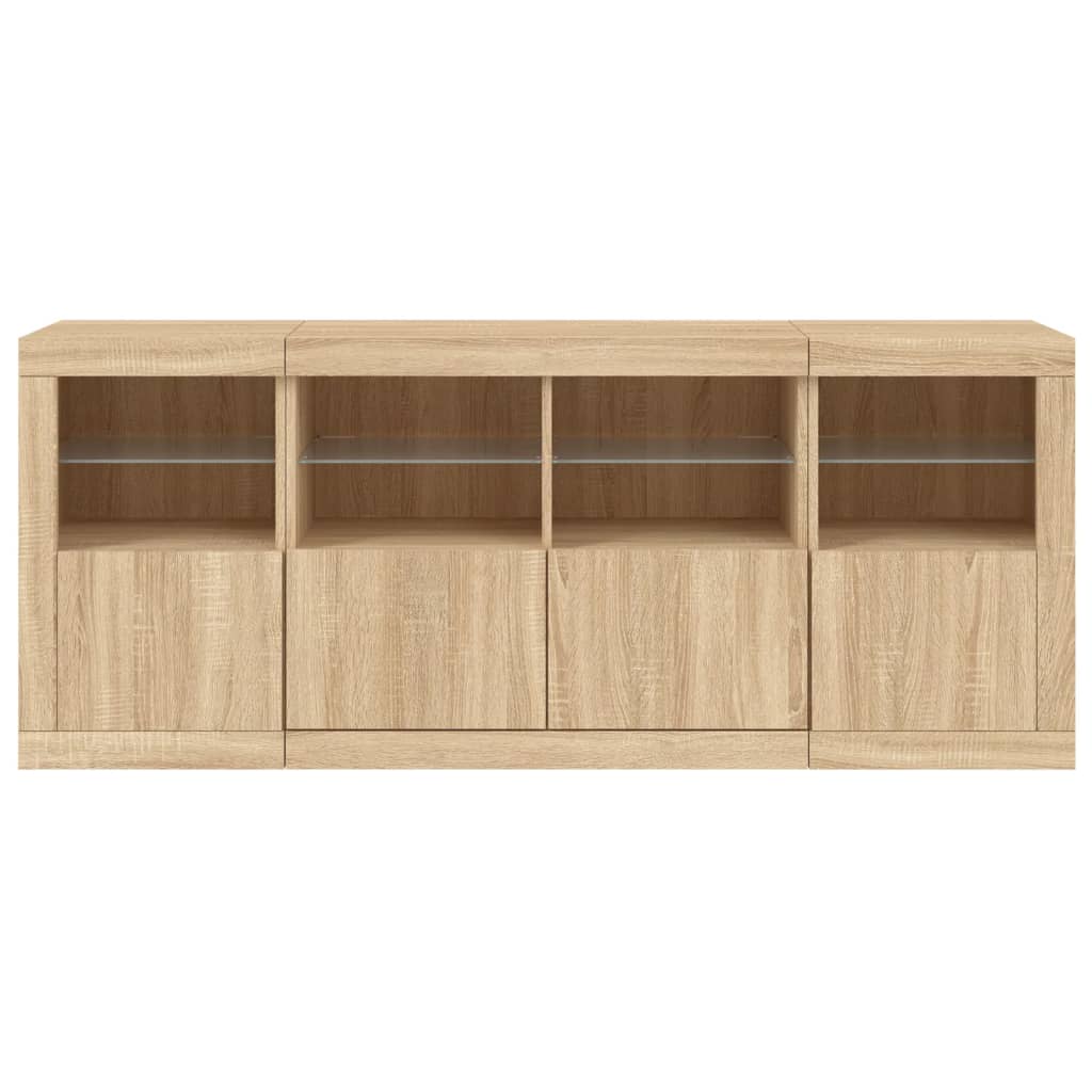 Buffet avec lumières LED chêne sonoma 163x37x67 cm