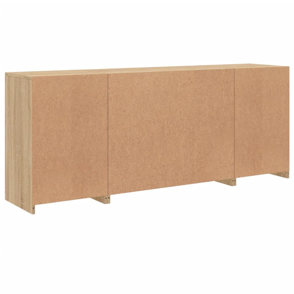 Buffet avec lumières LED chêne sonoma 163x37x67 cm