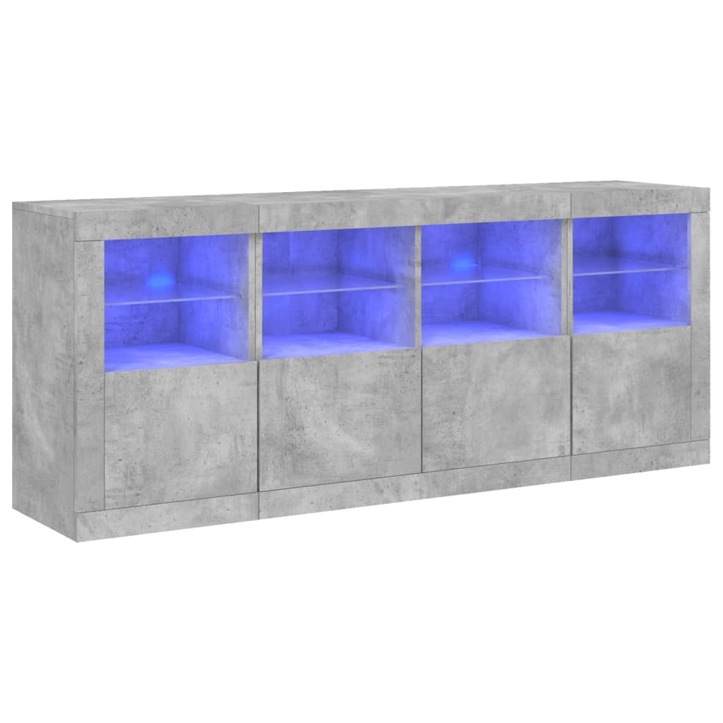Buffet avec lumières LED gris béton 163x37x67 cm - XIOS