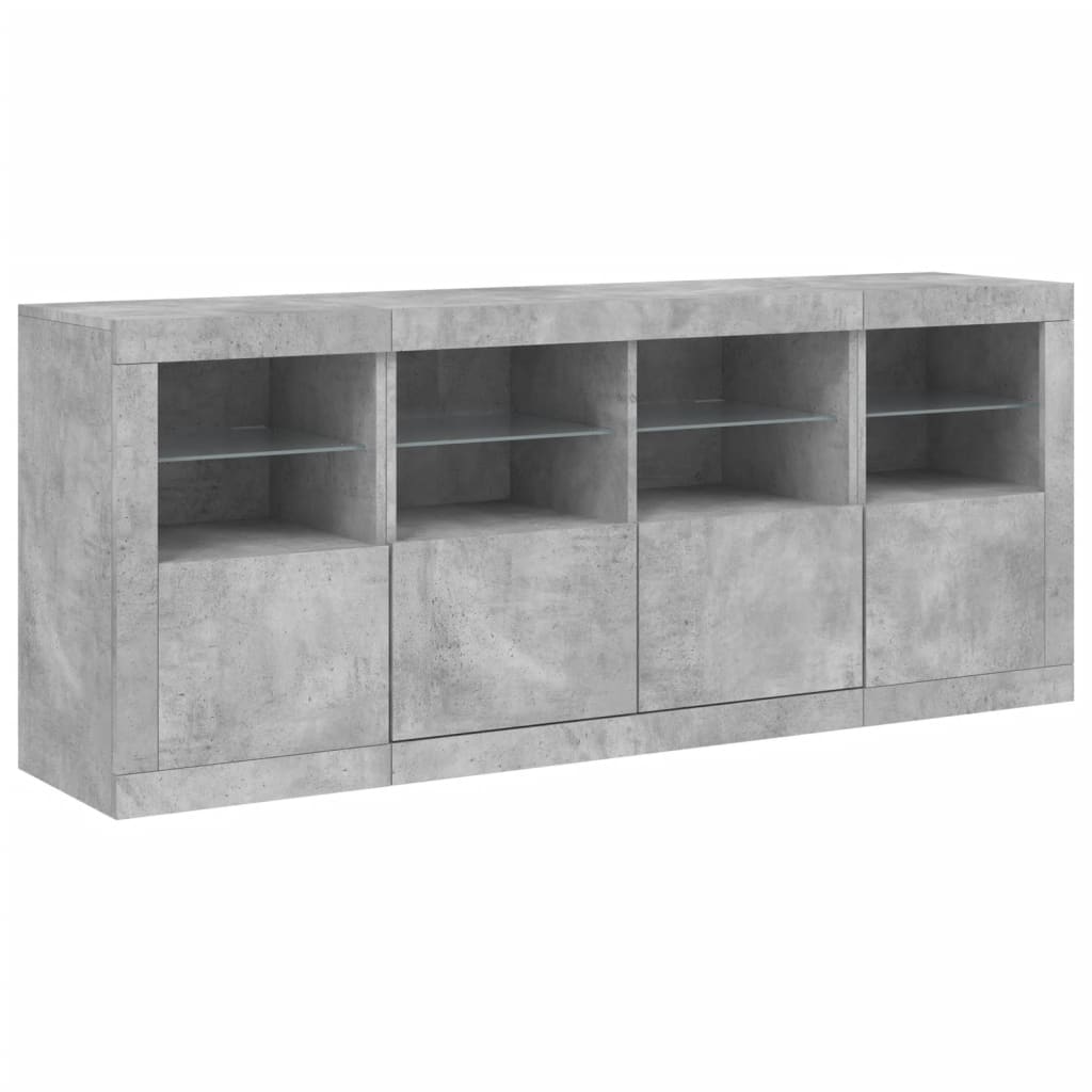 Buffet avec lumières LED gris béton 163x37x67 cm - XIOS