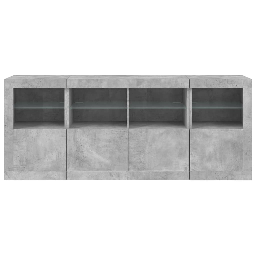 Buffet avec lumières LED gris béton 163x37x67 cm - XIOS