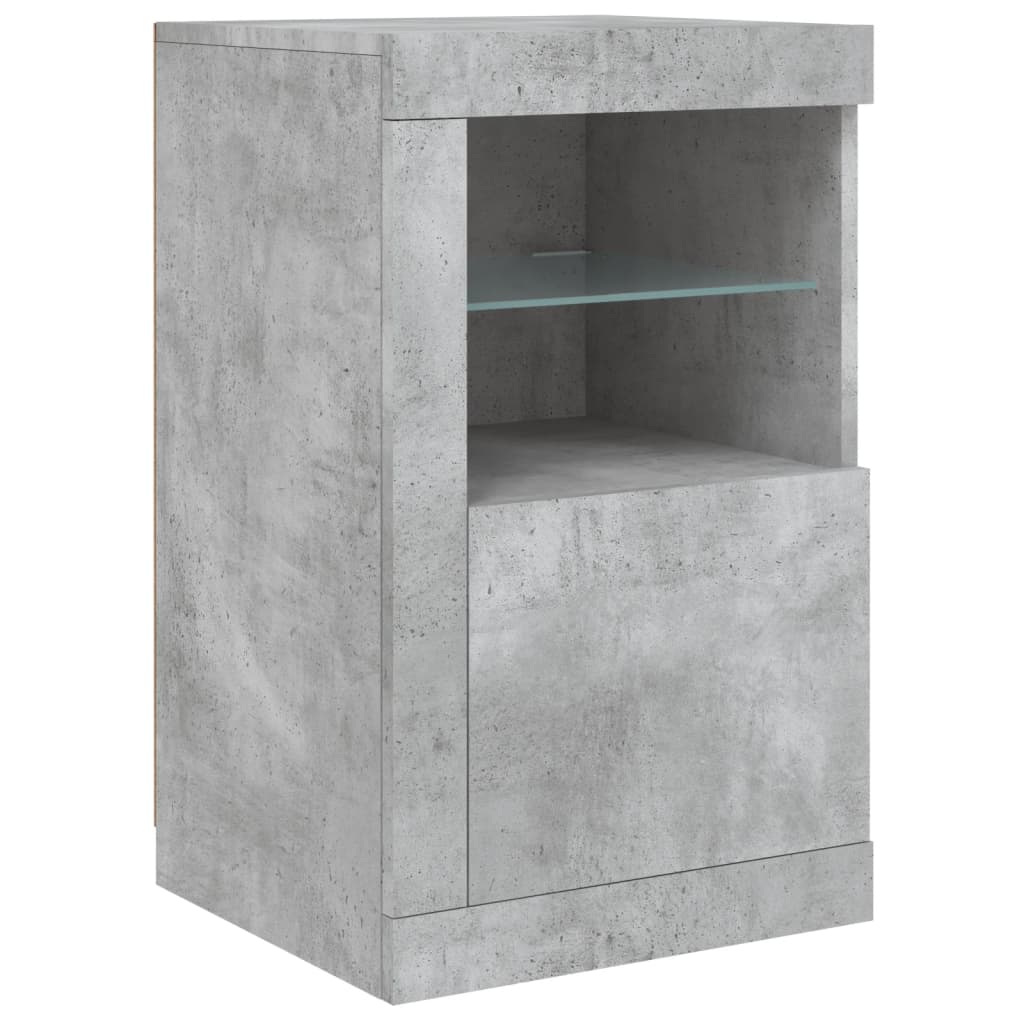 Buffet avec lumières LED gris béton 163x37x67 cm - XIOS