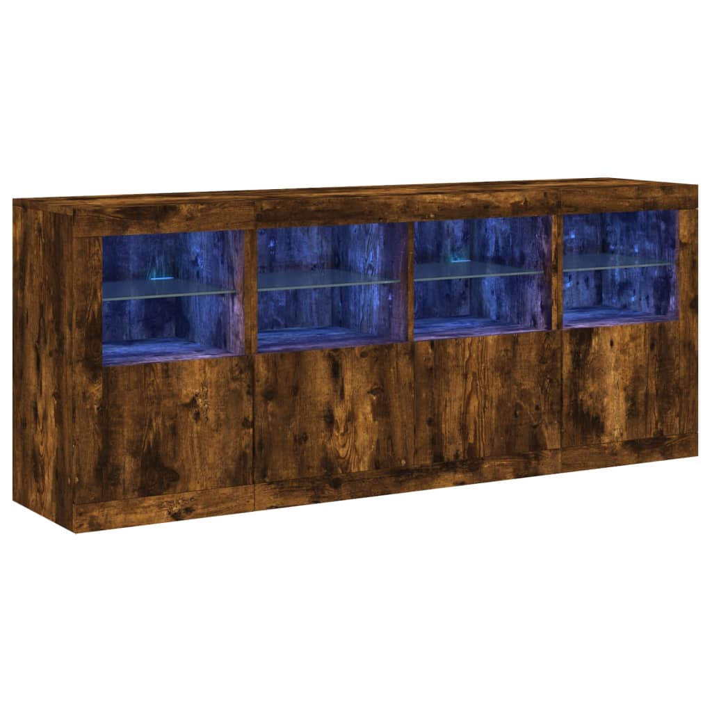 Buffet avec lumières LED chêne fumé 163x37x67 cm - XIOS