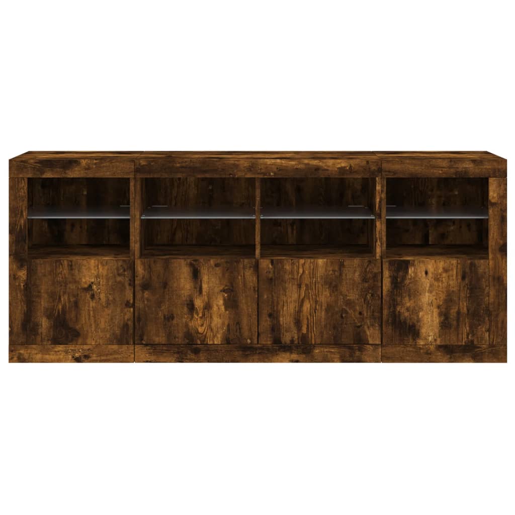 Buffet avec lumières LED chêne fumé 163x37x67 cm - XIOS