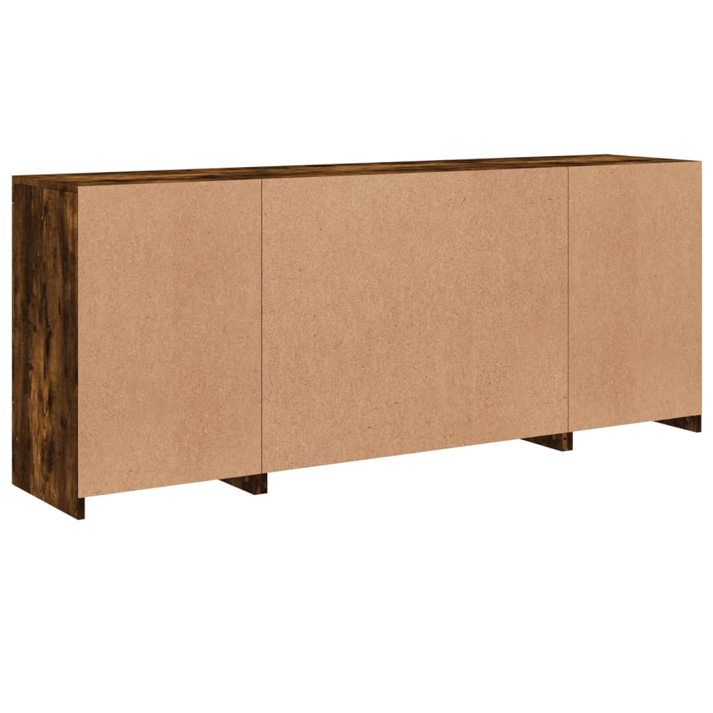 Buffet avec lumières LED chêne fumé 163x37x67 cm
