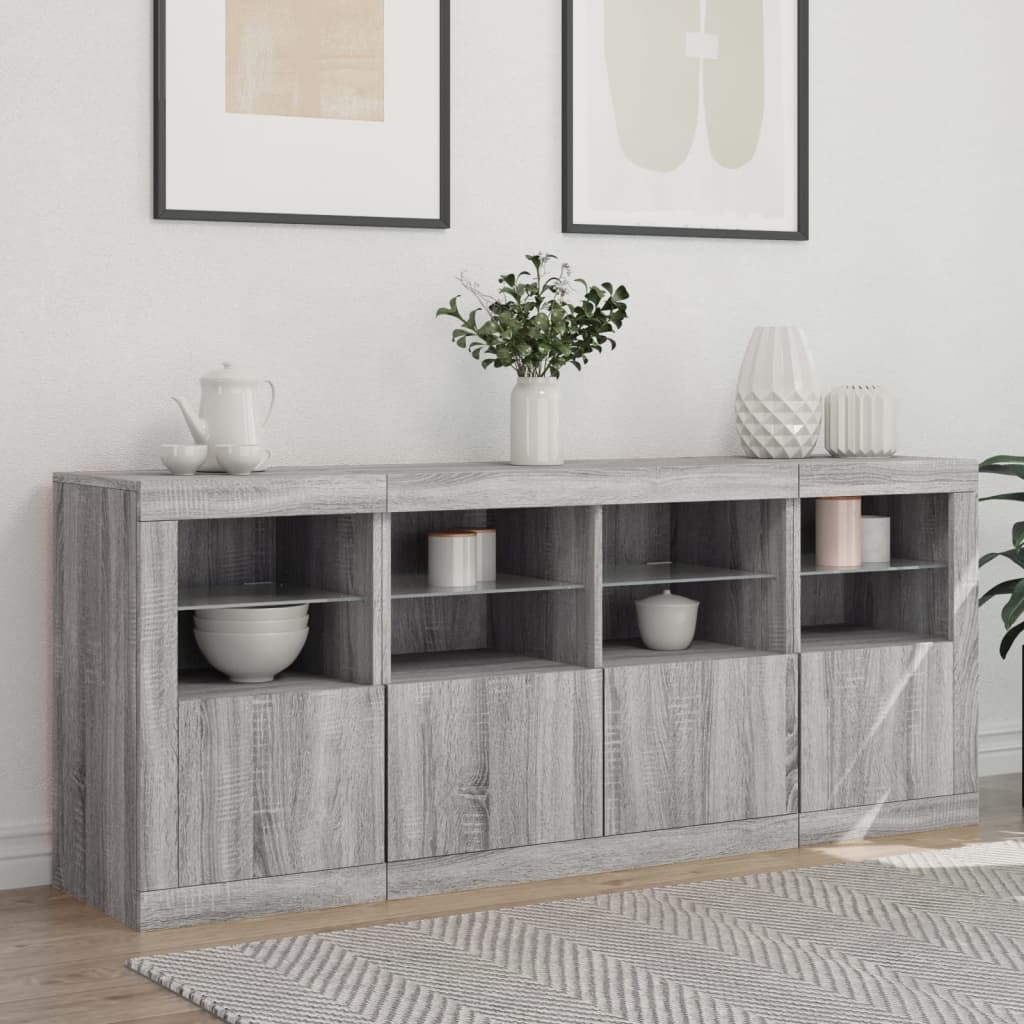 Buffet avec lumières LED sonoma gris 163x37x67 cm - XIOS