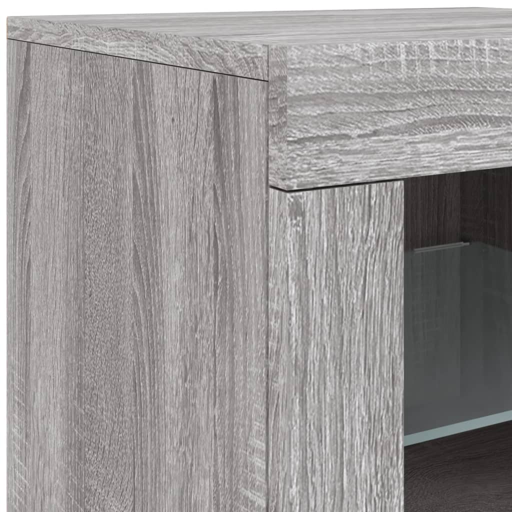 Buffet avec lumières LED sonoma gris 163x37x67 cm
