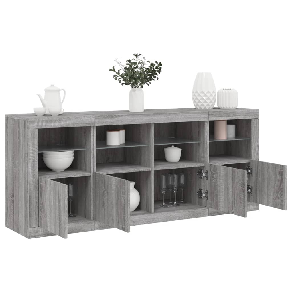 Buffet avec lumières LED sonoma gris 163x37x67 cm - XIOS
