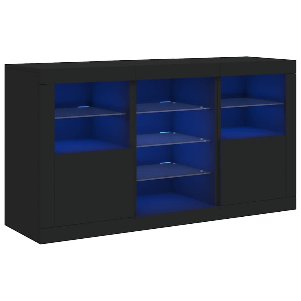 Buffet avec lumières LED noir 123x37x67 cm - XIOS