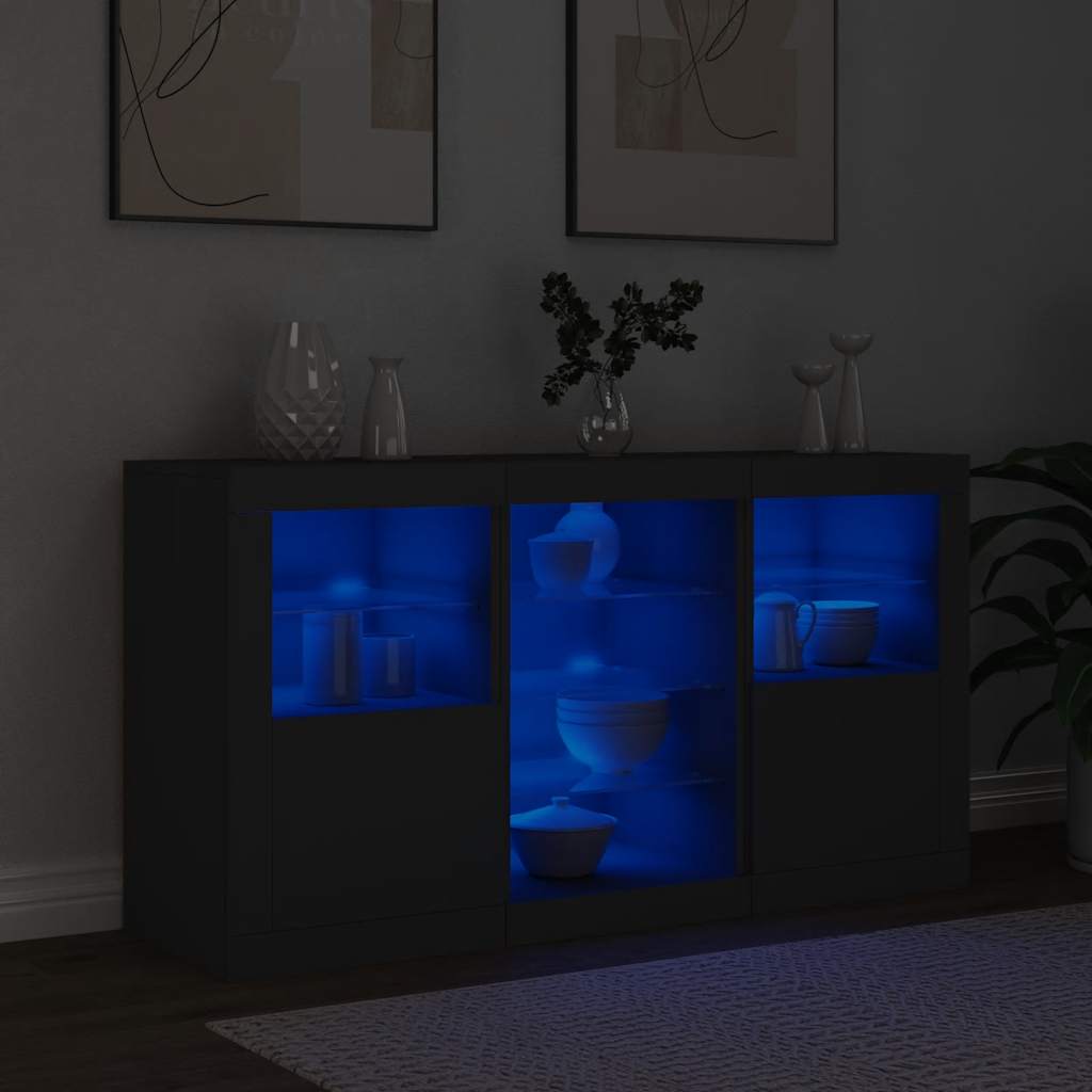 Buffet avec lumières LED noir 123x37x67 cm - XIOS