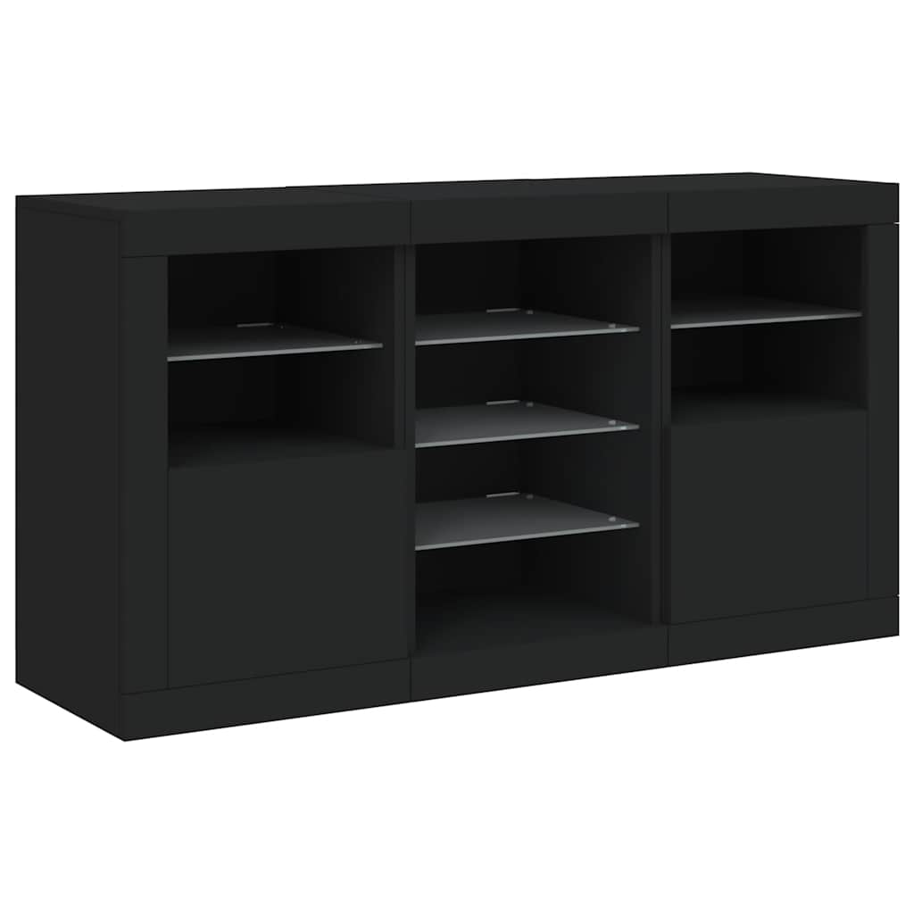 Buffet avec lumières LED noir 123x37x67 cm - XIOS