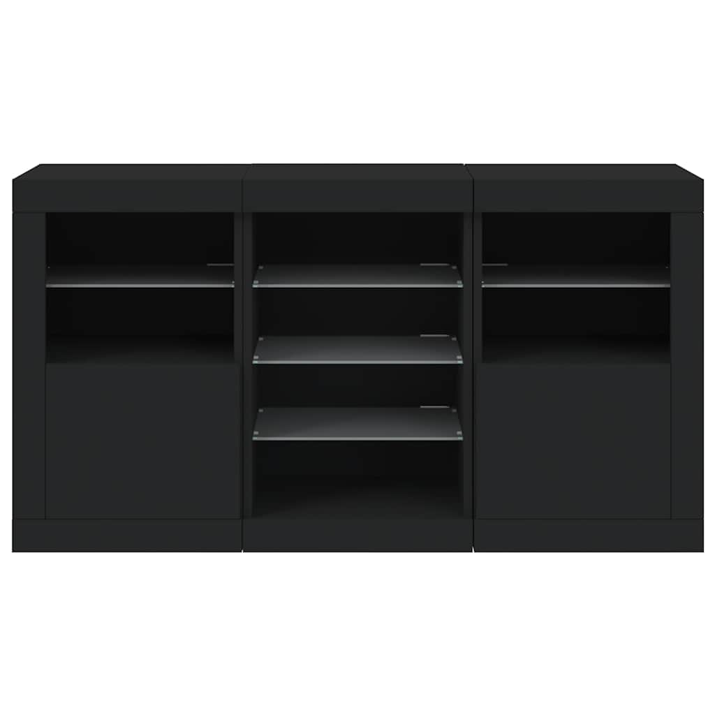 Buffet avec lumières LED noir 123x37x67 cm - XIOS