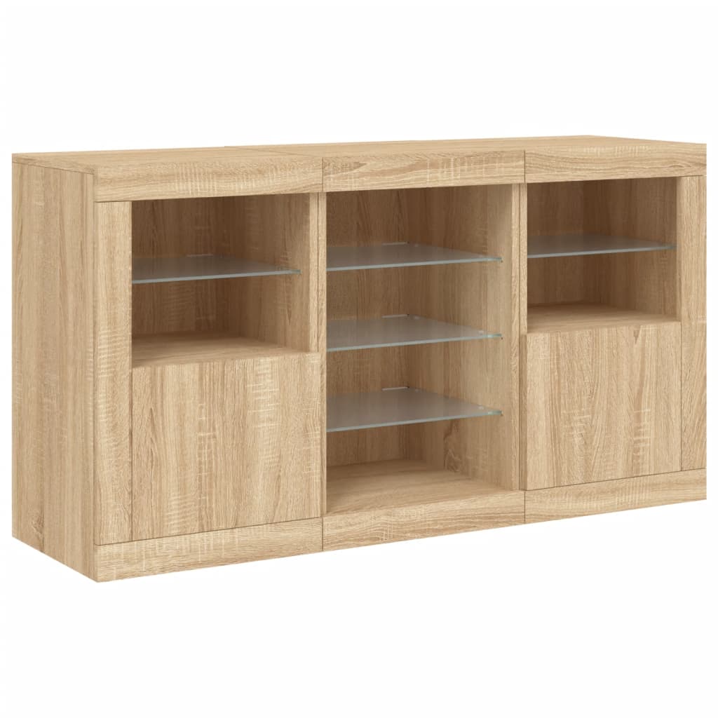 Buffet avec lumières LED chêne sonoma 123x37x67 cm - XIOS