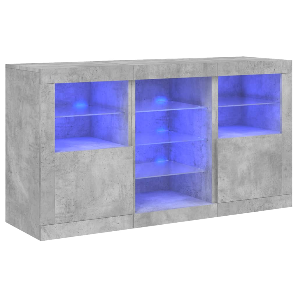 Buffet avec lumières LED gris béton 123x37x67 cm - XIOS