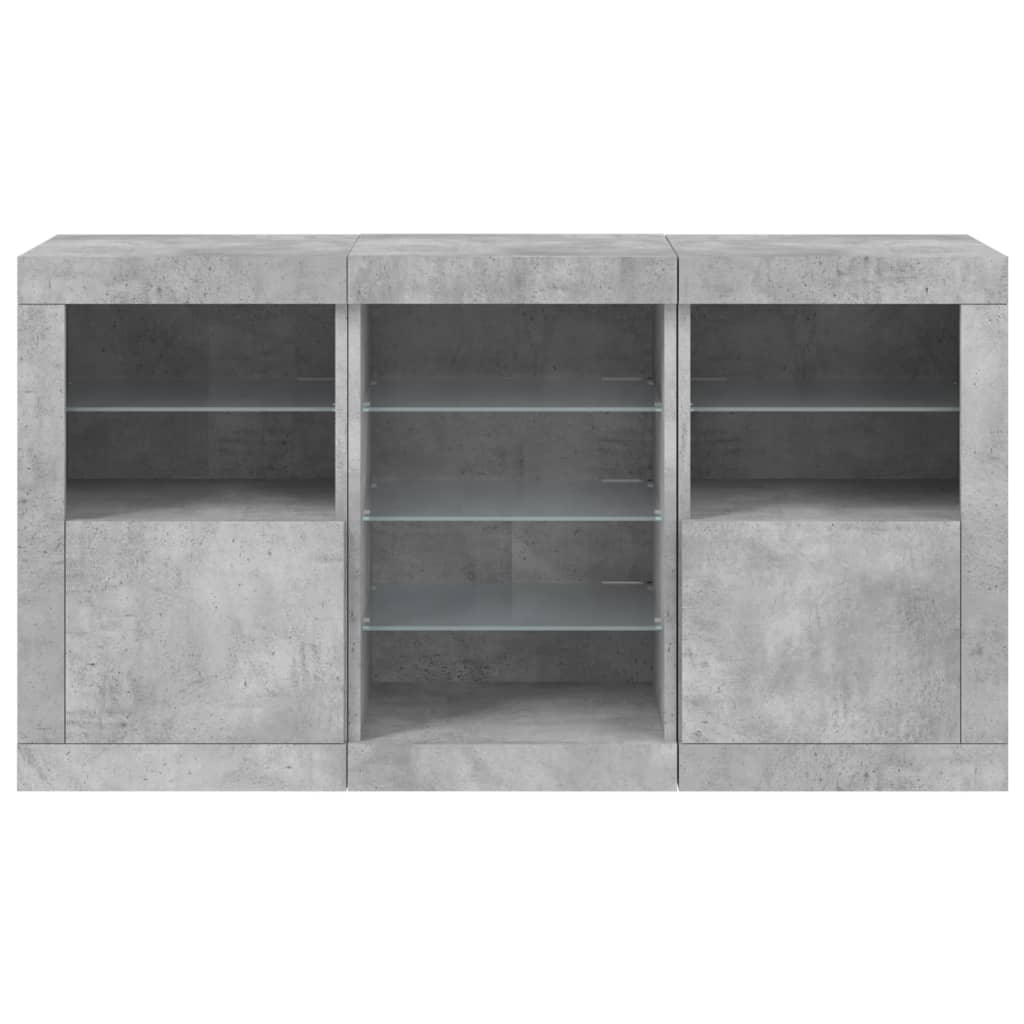 Buffet avec lumières LED gris béton 123x37x67 cm - XIOS
