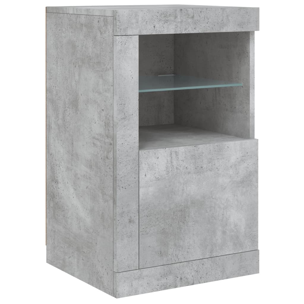 Buffet avec lumières LED gris béton 123x37x67 cm - XIOS