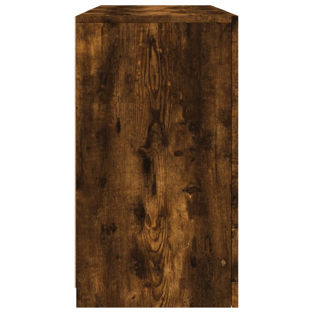 Buffet avec lumières LED chêne fumé 123x37x67 cm