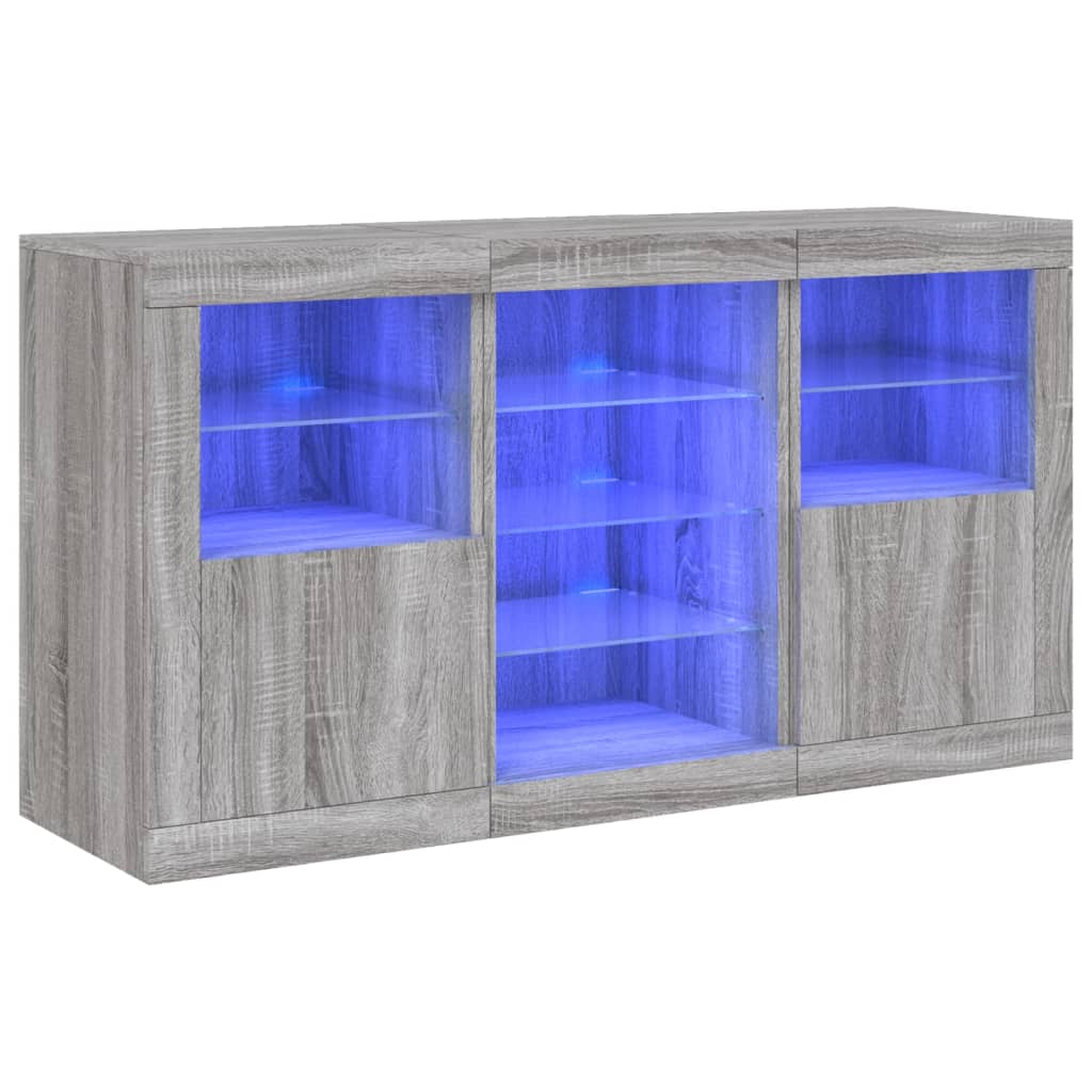 Buffet avec lumières LED sonoma gris 123x37x67 cm - XIOS