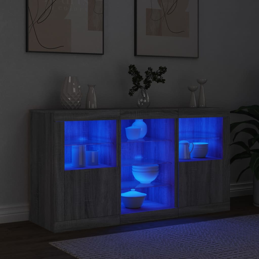 Buffet avec lumières LED sonoma gris 123x37x67 cm - XIOS