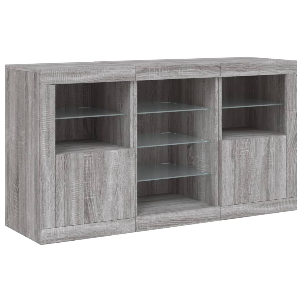 Buffet avec lumières LED sonoma gris 123x37x67 cm - XIOS