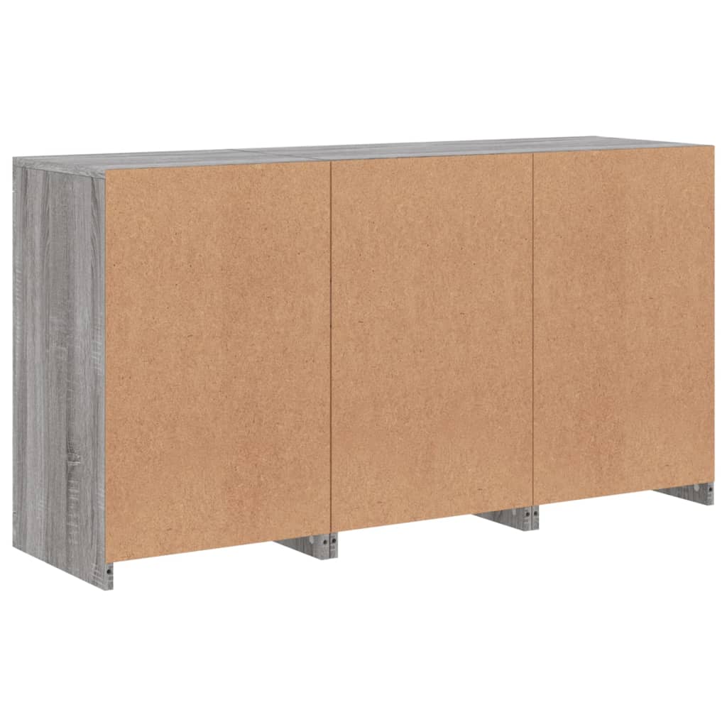 Buffet avec lumières LED sonoma gris 123x37x67 cm