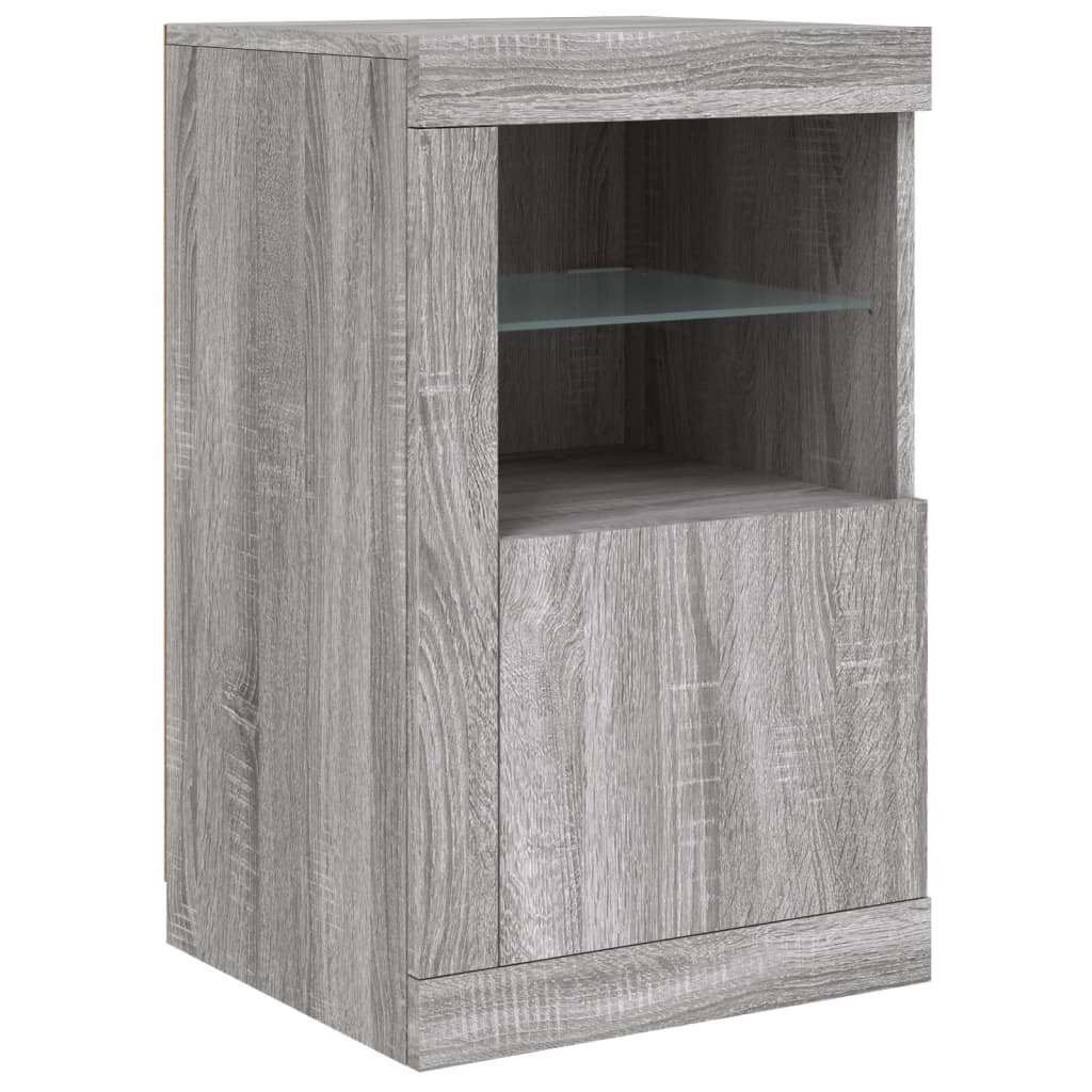 Buffet avec lumières LED sonoma gris 123x37x67 cm