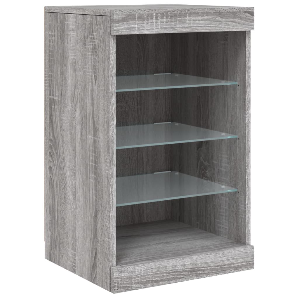 Buffet avec lumières LED sonoma gris 123x37x67 cm