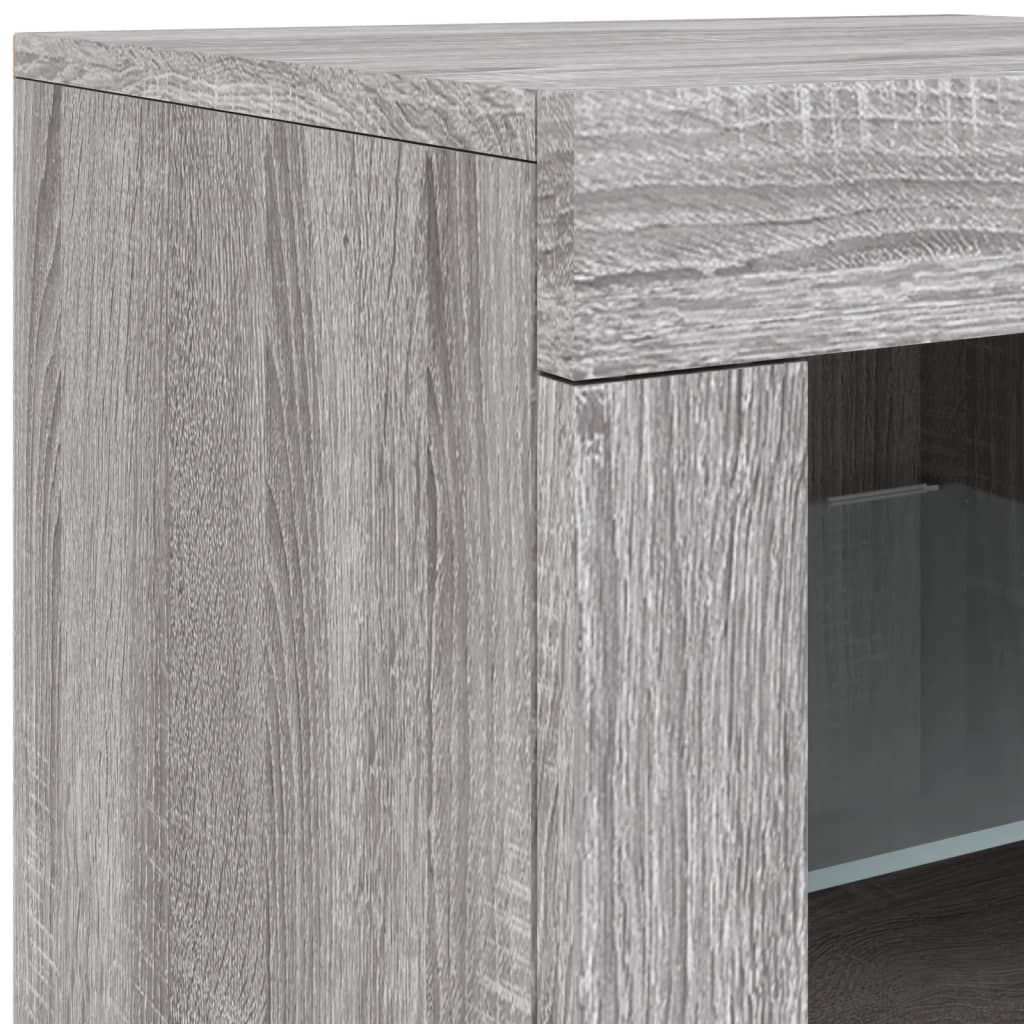 Buffet avec lumières LED sonoma gris 123x37x67 cm