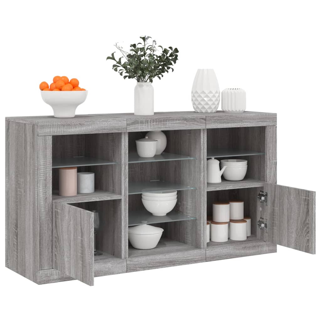 Buffet avec lumières LED sonoma gris 123x37x67 cm - XIOS