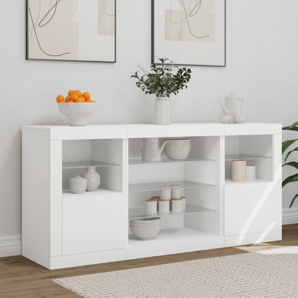 Buffet avec lumières LED blanc 142,5x37x67 cm - XIOS