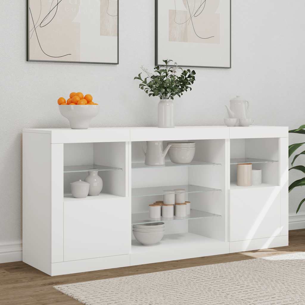 Buffet avec lumières LED blanc 142,5x37x67 cm - XIOS