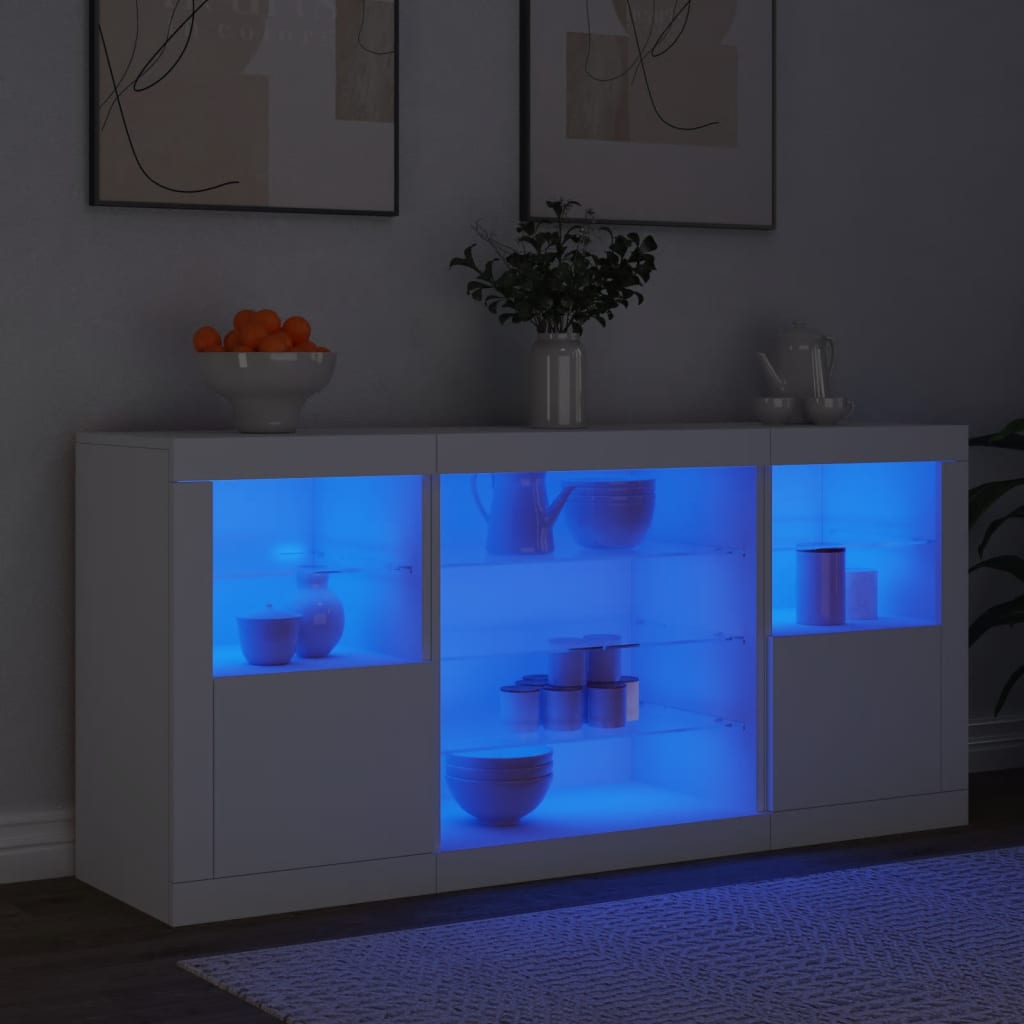 Buffet avec lumières LED blanc 142,5x37x67 cm - XIOS