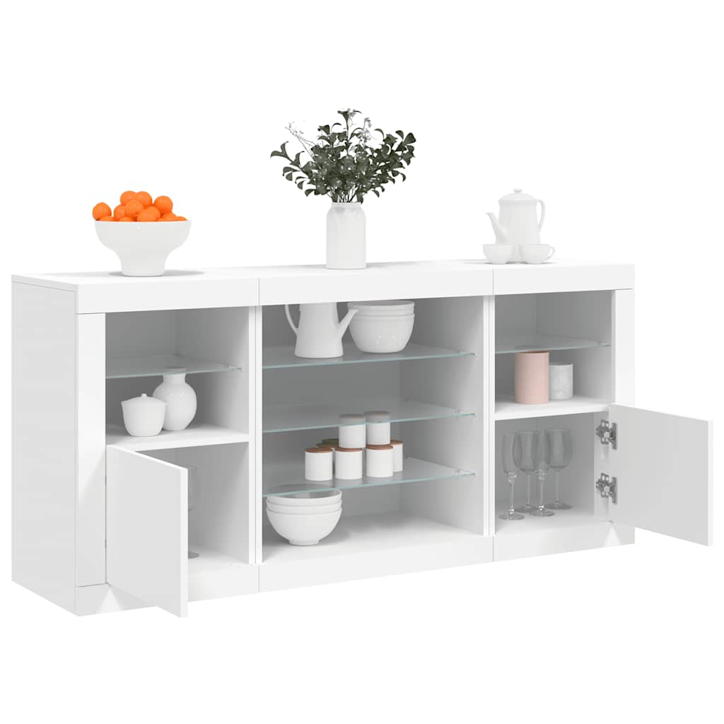 Buffet avec lumières LED blanc 142,5x37x67 cm - XIOS