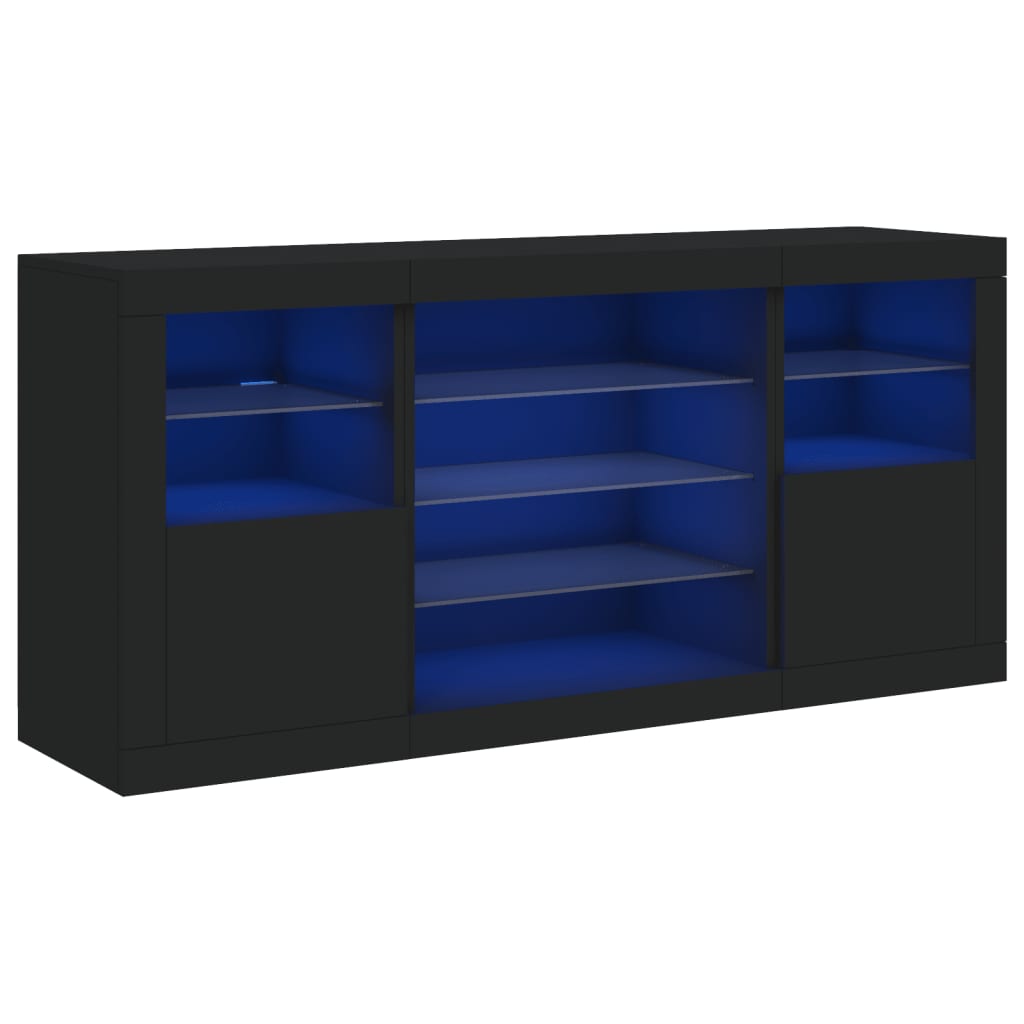 Buffet avec lumières LED noir 142,5x37x67 cm - XIOS