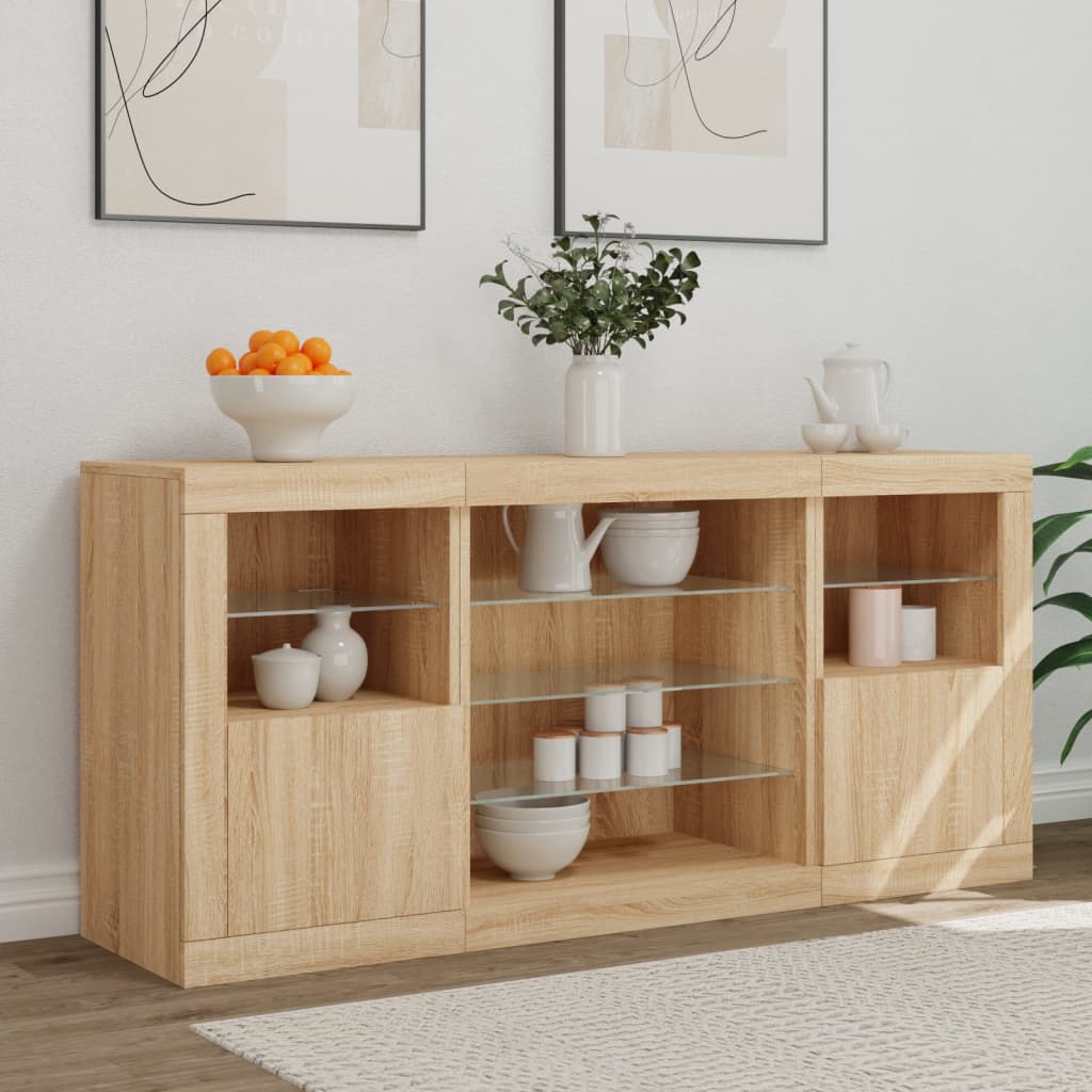 Buffet avec lumières LED chêne sonoma 142,5x37x67 cm - XIOS