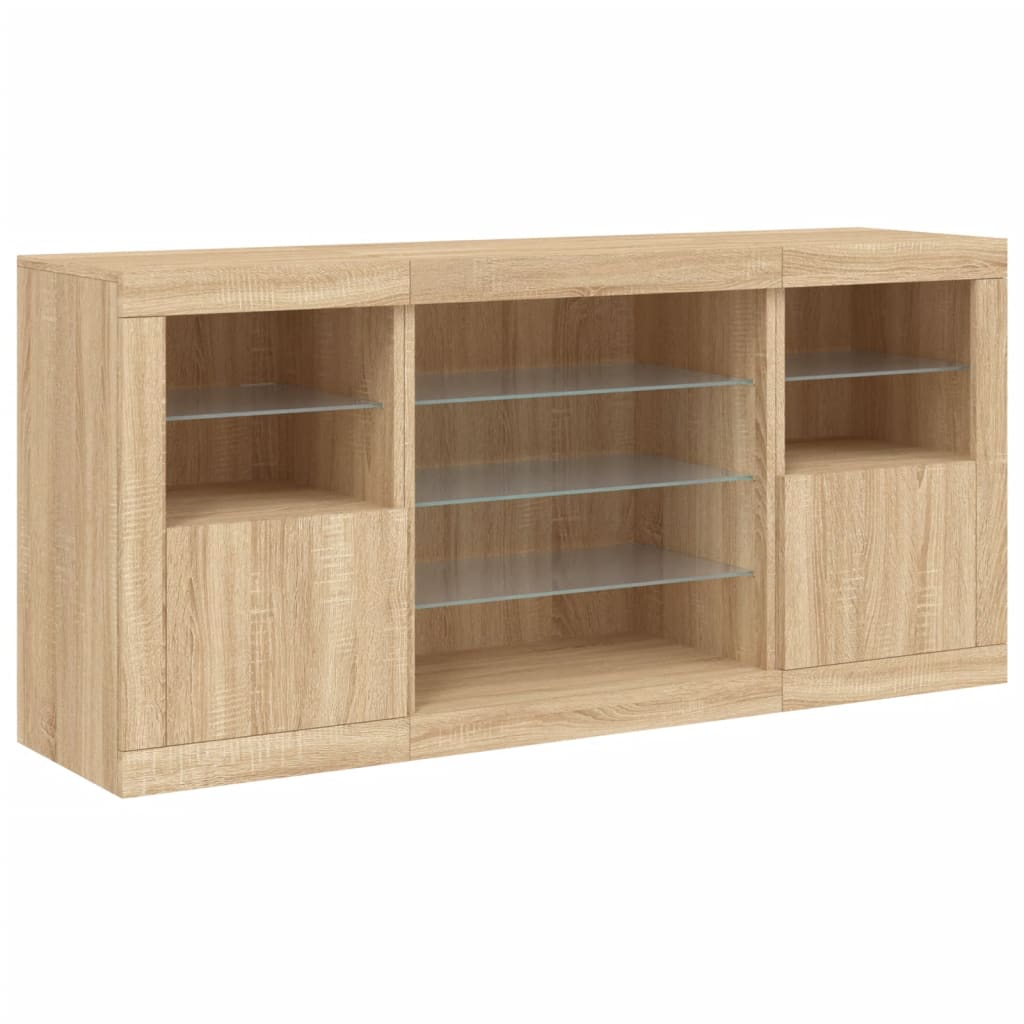Buffet avec lumières LED chêne sonoma 142,5x37x67 cm - XIOS