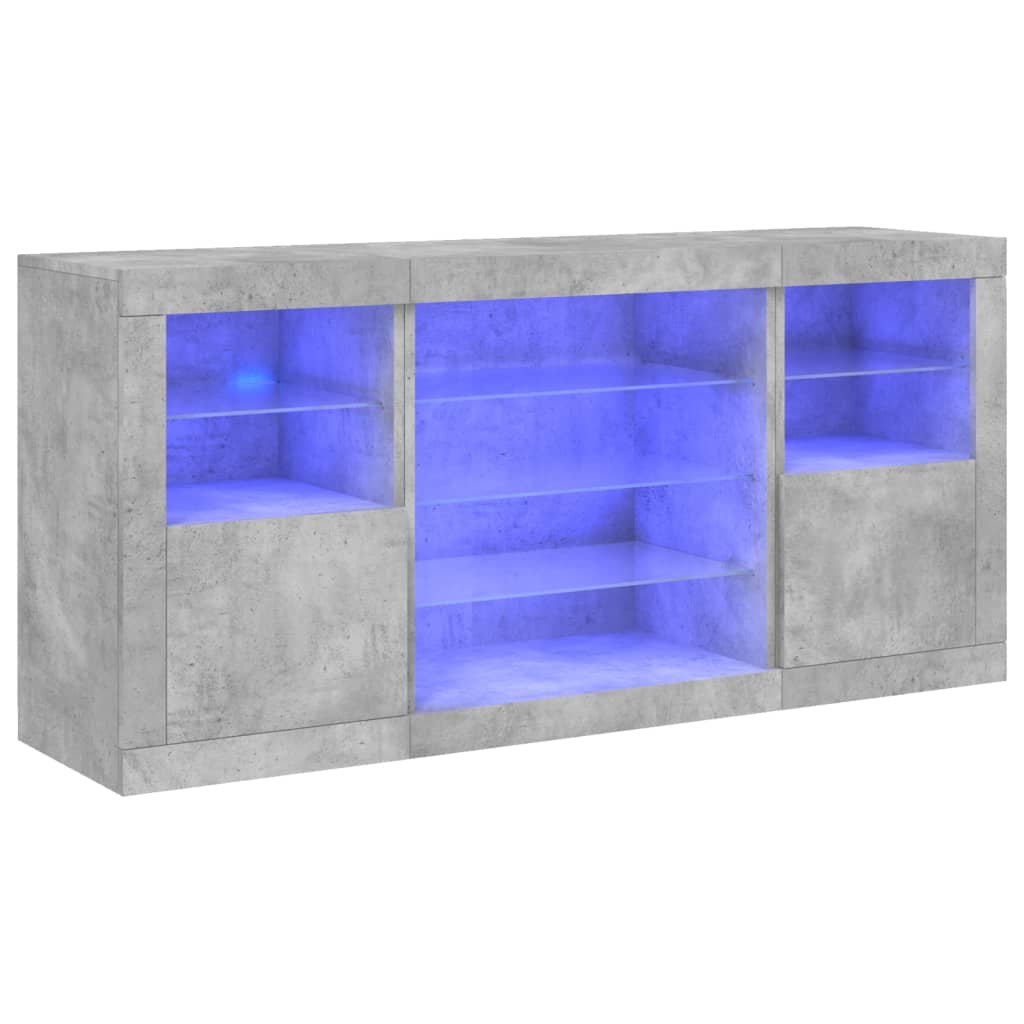 Buffet avec lumières LED gris béton 142,5x37x67 cm - XIOS