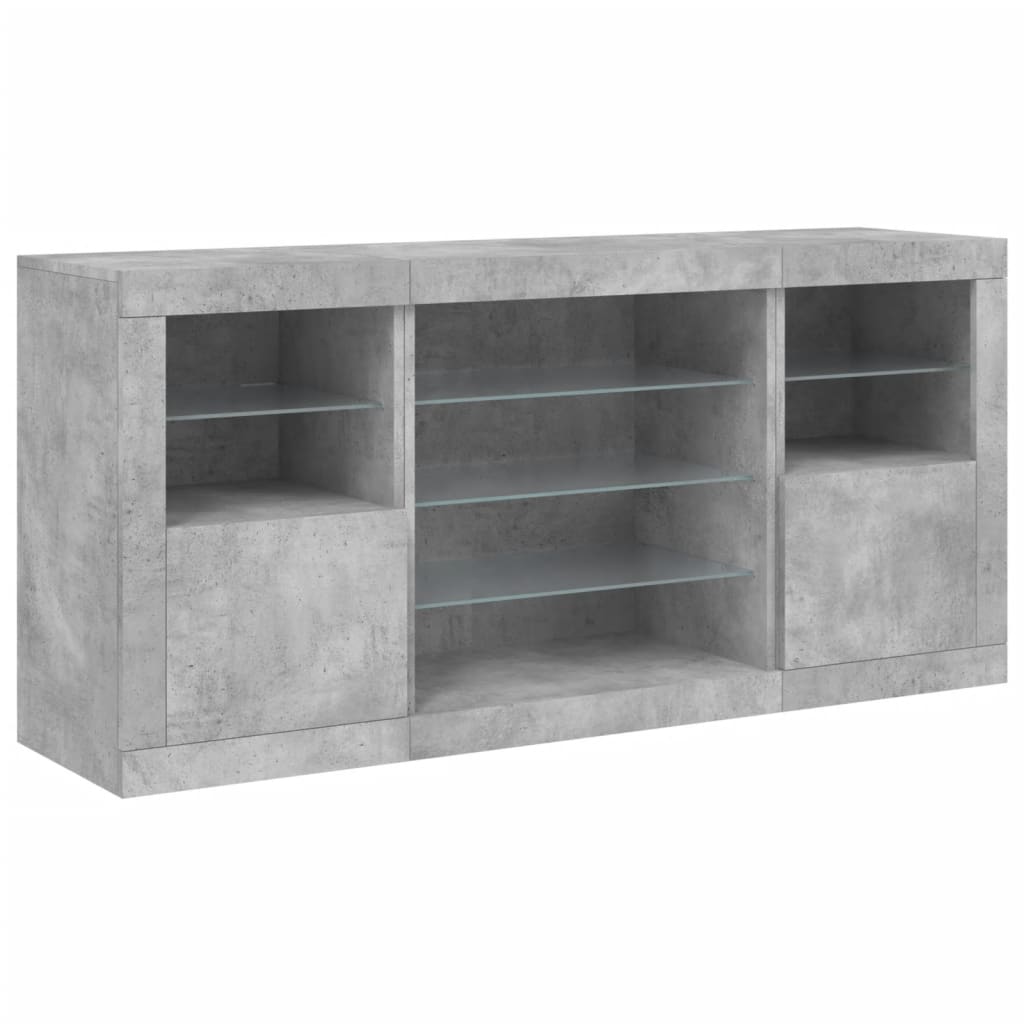 Buffet avec lumières LED gris béton 142,5x37x67 cm - XIOS