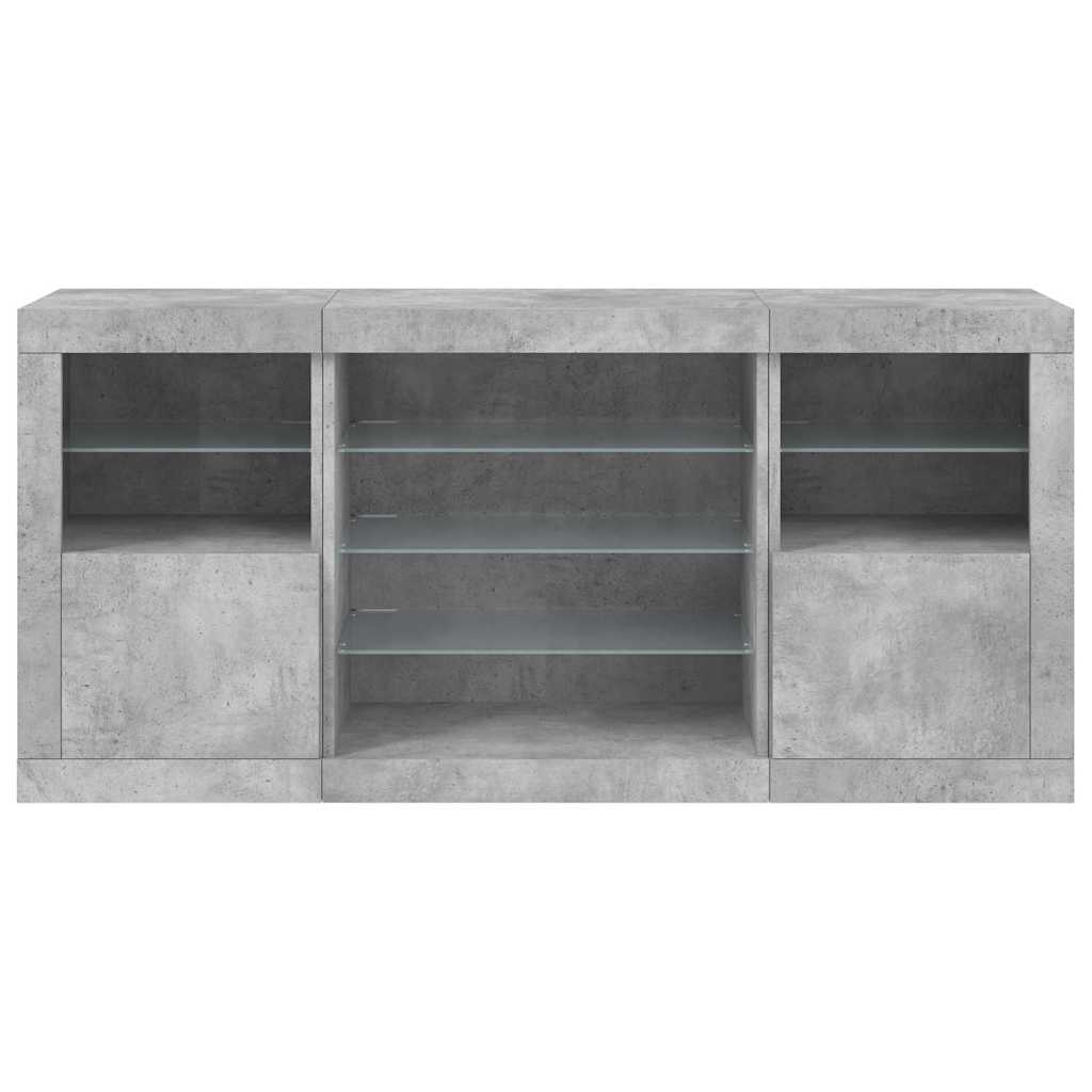 Buffet avec lumières LED gris béton 142,5x37x67 cm - XIOS