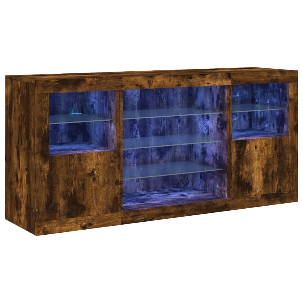 Buffet avec lumières LED chêne fumé 142,5x37x67 cm - XIOS