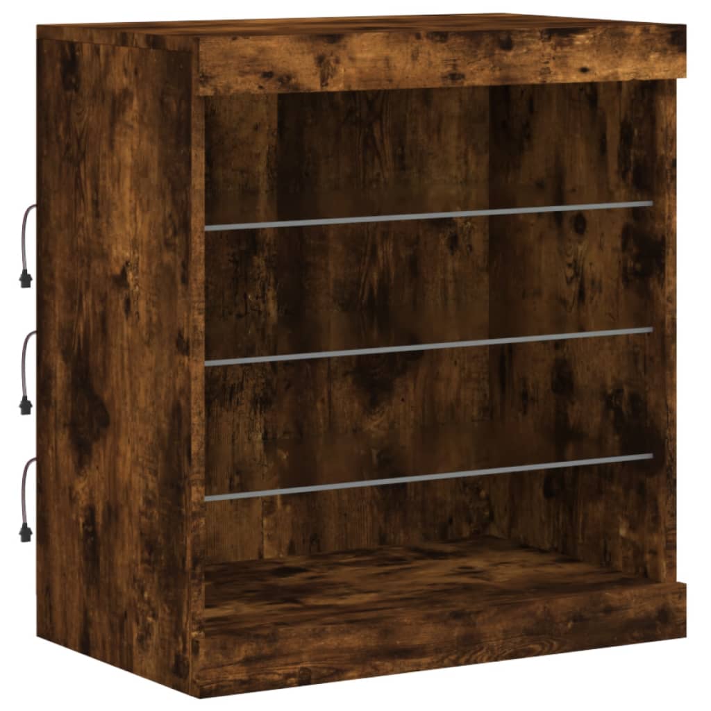 Buffet avec lumières LED chêne fumé 142,5x37x67 cm - XIOS