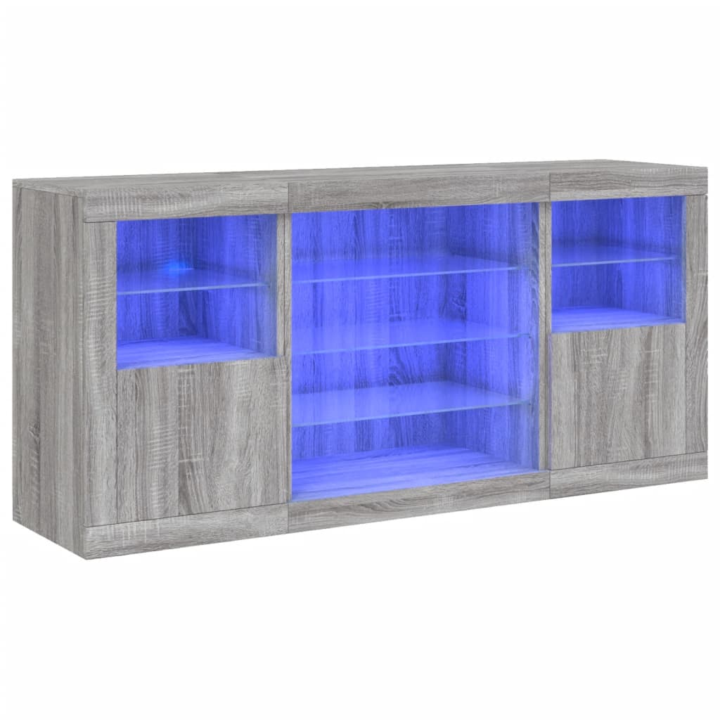Buffet avec lumières LED sonoma gris 142,5x37x67 cm - XIOS