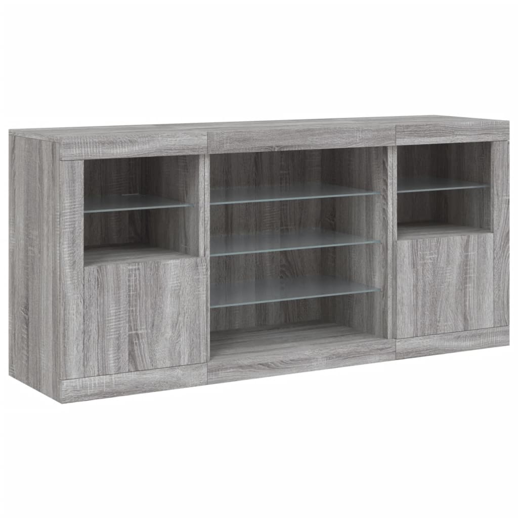 Buffet avec lumières LED sonoma gris 142,5x37x67 cm - XIOS