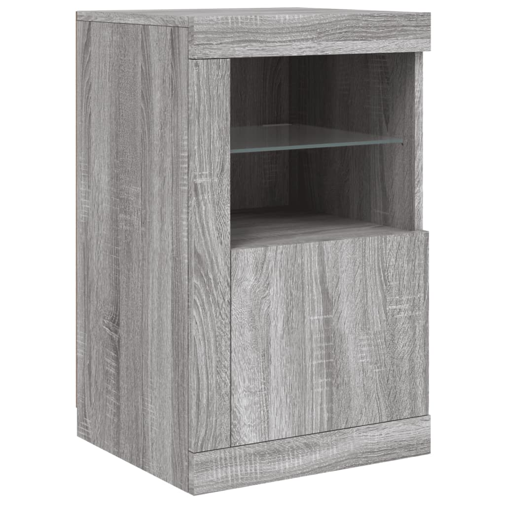 Buffet avec lumières LED sonoma gris 142,5x37x67 cm