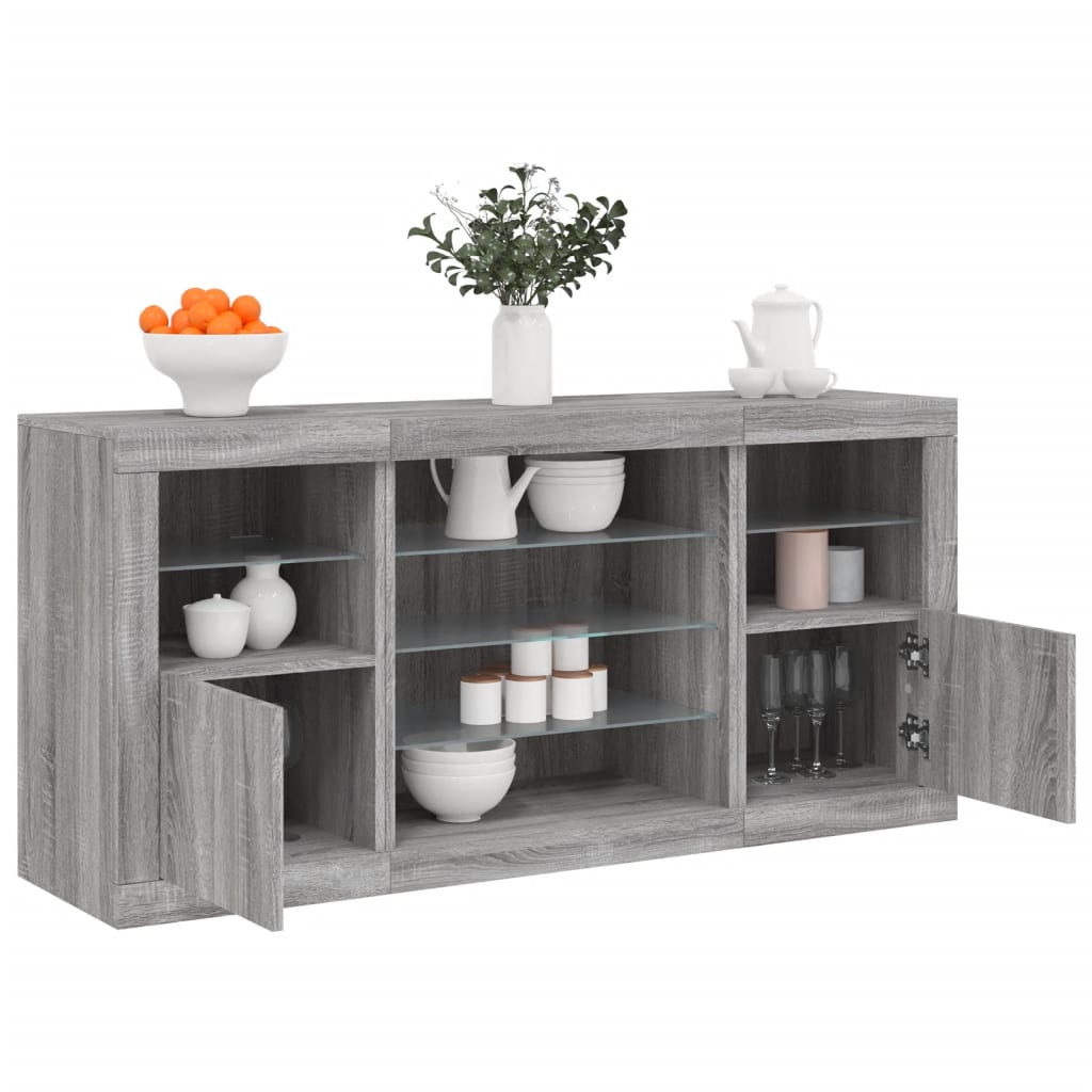 Buffet avec lumières LED sonoma gris 142,5x37x67 cm - XIOS