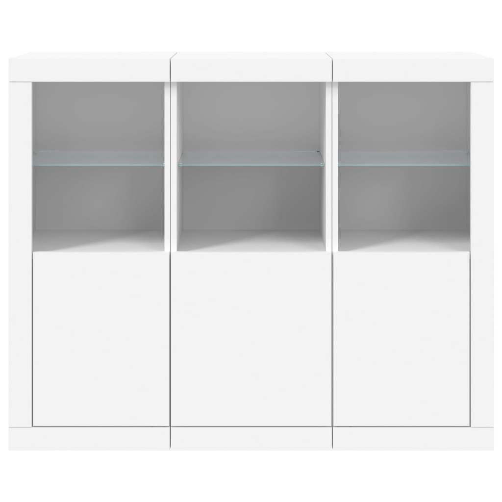 Buffets avec lumières LED 3 pcs blanc bois d'ingénierie - XIOS