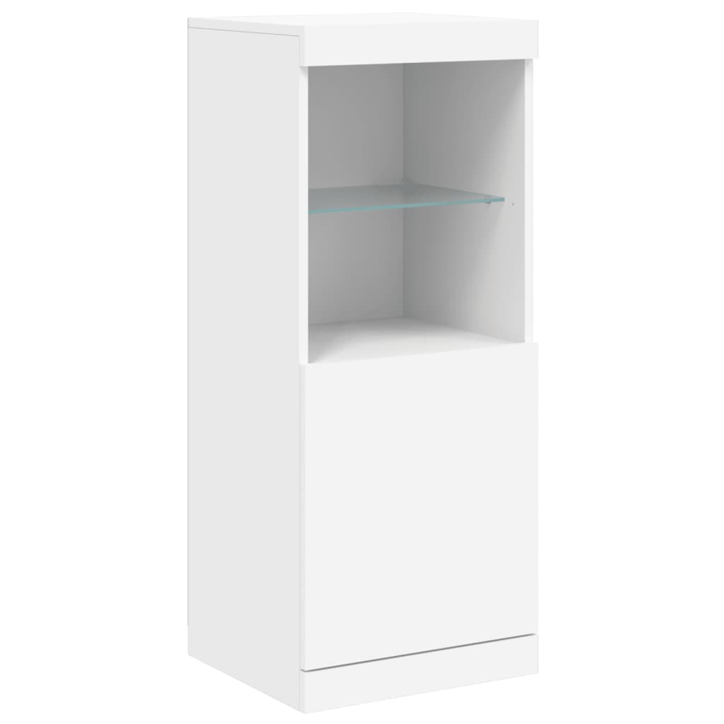 Buffets avec lumières LED 3 pcs blanc bois d'ingénierie