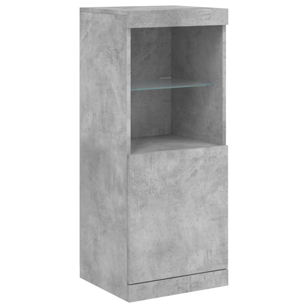Buffets avec lumières LED 3 pcs gris béton bois d'ingénierie - XIOS
