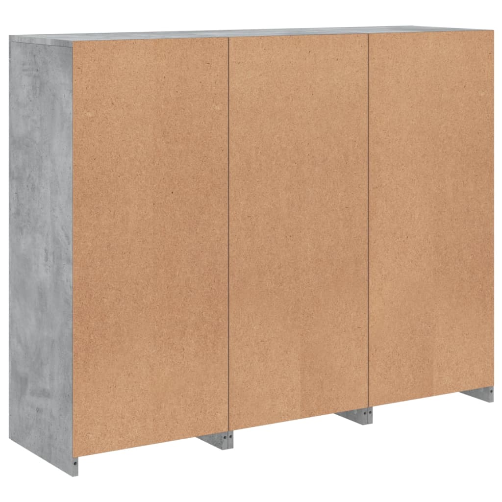 Buffets avec lumières LED 3 pcs gris béton bois d'ingénierie - XIOS