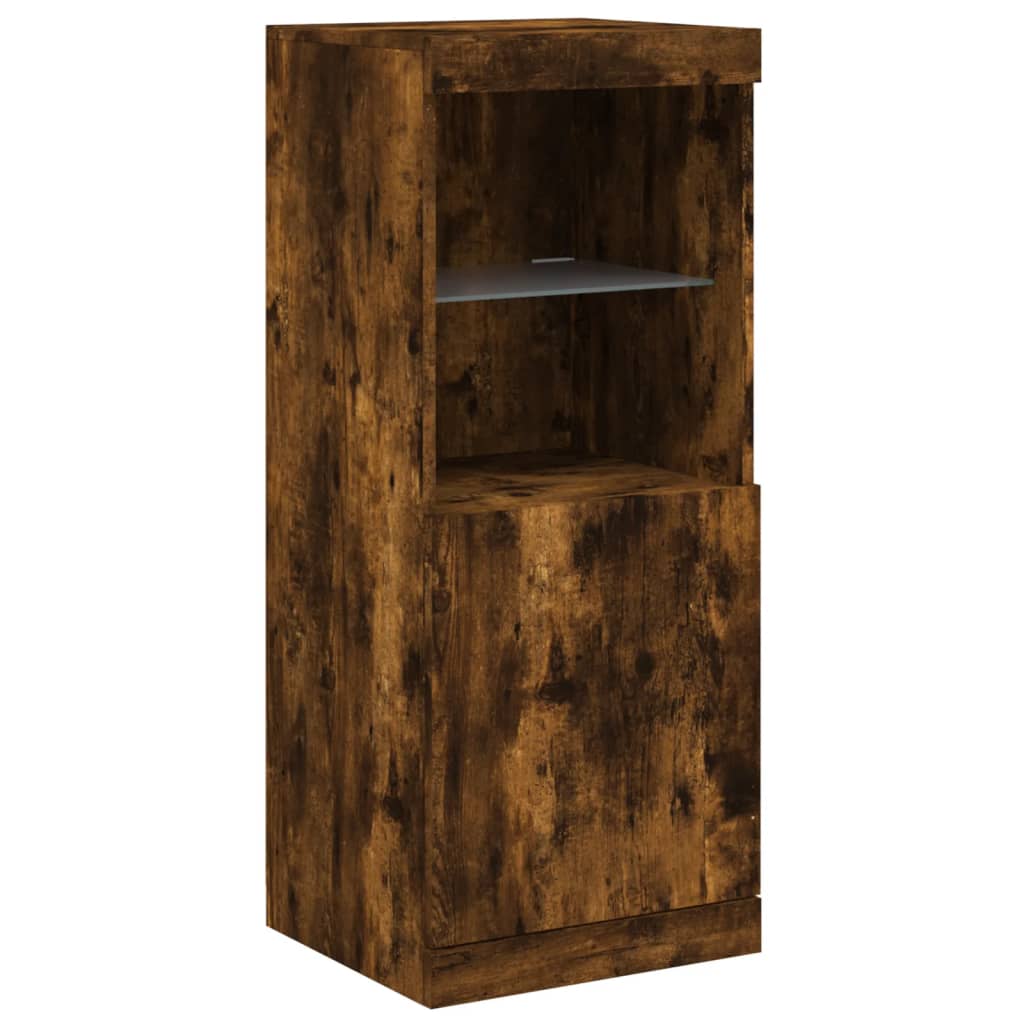 Buffets avec lumières LED 3 pcs chêne fumé bois d'ingénierie - XIOS